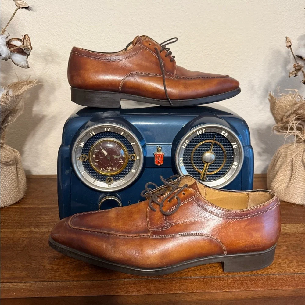 Magnanni Romelo Diversa Apron Toe Derby Cognac Brown Size 10 1/2 M MSRP $350